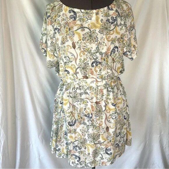 Paisley Floral Multicolor Summer Beach Faith Cinched Dress L - Picture 3 of 10